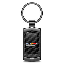 Cadillac V Logo Real Carbon Fiber Gunmetal Case Key Chain