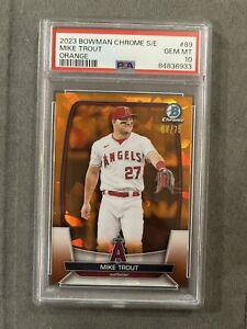 2023 Bowman Chrome Sapphire Mike Trout Orange Refractor /75 #89 PSA 10 GEM MINT