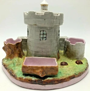 Juego de fumar Castle Fortress mayólica tarro de tabaco soporte para fósforos bolígrafo de escritorio - Imagen 1 de 12