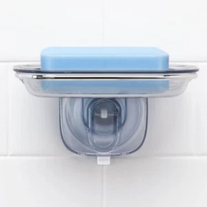 OXO Stronghold Suction Soap Dish: Stainless Steel & Plastic Shower Caddy, Clear - Picture 1 of 5