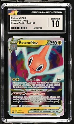 CGC Graded 10 Gem Mint Rotom VSTAR 046/159 Crown Zenith Pokemon Card - Image 1 of 2