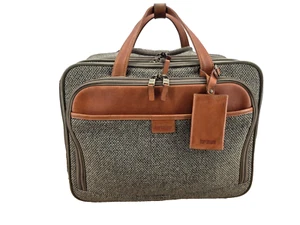 Vintage 17" Hartmann Wheeled Carry-on Luggage Briefcase Tweed Leather Rolling - Picture 1 of 10