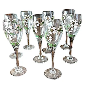 PERRIER JOUET Vintage Champagne Flutes 7.5" Anemone Flower (set of 8) France - Bild 1 von 8