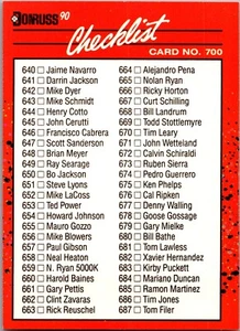 1990 Donruss - #700 Checklist - Picture 1 of 2