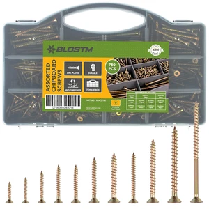 BLOSTM 780PC Wood Screws Assortment - Large Zinc Plated Screw Set, Extra Strong  - Picture 1 of 12
