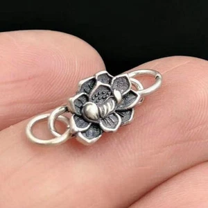 925 Sterling Silver Yoga Lotus S Hook Clasp DIY Connect with Jump Rings A2379 - Picture 1 of 4