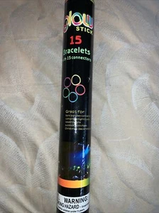 Tube of 15 GLOW STICK BRACELETS w/ 15 Connectors 5 Colors Plus 15 Connectors - Picture 1 of 2