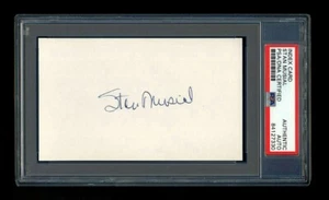 STAN MUSIAL SIGNED MINT INDEX CARD PSA/DNA SLABBED HOF AUTOGRAPHED CARDINALS WSC - Picture 1 of 1