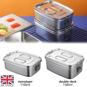 1100ml/1500ml Double Layer Stainless Steel Lunch Box Sealed Large Capacity Case - Picture 1 of 13