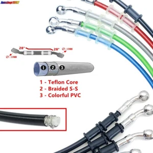 M10 Braided Brake Clutch Oil Hoses Lines Pipes Cables 300-2200mm Motorcycle Bike - Bild 1 von 7