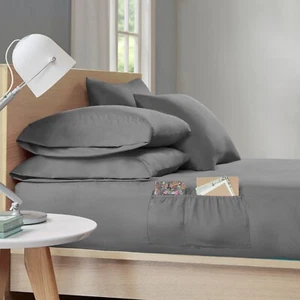 Intelligent Design Microfiber Soft Smooth Sheet Set with Side Storage Pockets - Picture 1 of 28