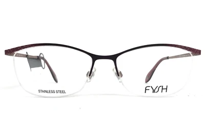 FYSH Eyeglasses Frames 3700 M206 Berry Red Cat Eye Half Rim 58-17-145 - Image 1 of 4