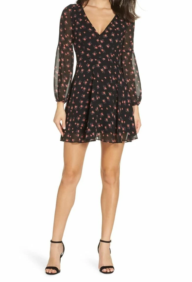 BB Dakota Womens Love in The Afternoon Black Floral Cocktail Dress 2 BHFO 6150