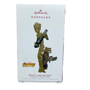 2018 Hallmark Keepsake Ornament Avengers Infinity War GROOT AND ROCKET NEW - Picture 1 of 16
