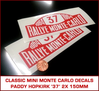 Classic Rover Mini Cooper S Monte Carlo Rally Decals Paddy Hopkirk Style