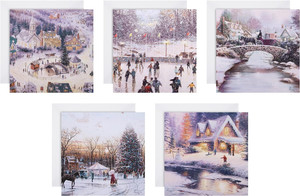 Hallmark Charity Christmas Cards - Pack of 30 in 5 Thomas Kinkade Designs,