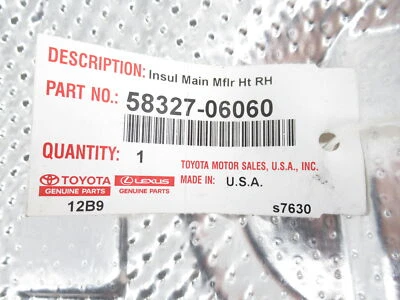Genuine OEM Toyota 58327-06060 Rear Muffler Heat Shield 12-17 Camry 13-16 Avalon - Image 1 of 4