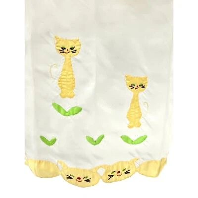 De colección Años 50 Odette Barsa Matej Bordado a Mano Gatos Amarillos Ruidoso Medio Deslizamiento Talla S  Foto 1 de 4