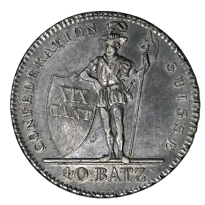 1812-Swiss Canton of Vaud 40 Batzen (AU 53-ANACS) - Picture 1 of 4