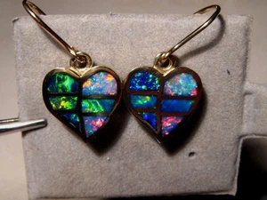 Dangle Heart Opal Earrings   ( MADE TO ORDER )  AAA +++  Gem Grade - Picture 1 of 9