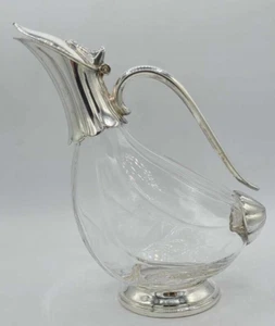 Antique/Vintage Silverplate and Crystal Liquor Bottle, 1930s Duck Decanter - Picture 1 of 10