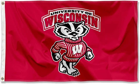 Wisconsin Badgers UW Bucky University Large College Flag 3x5 NEW US Cover