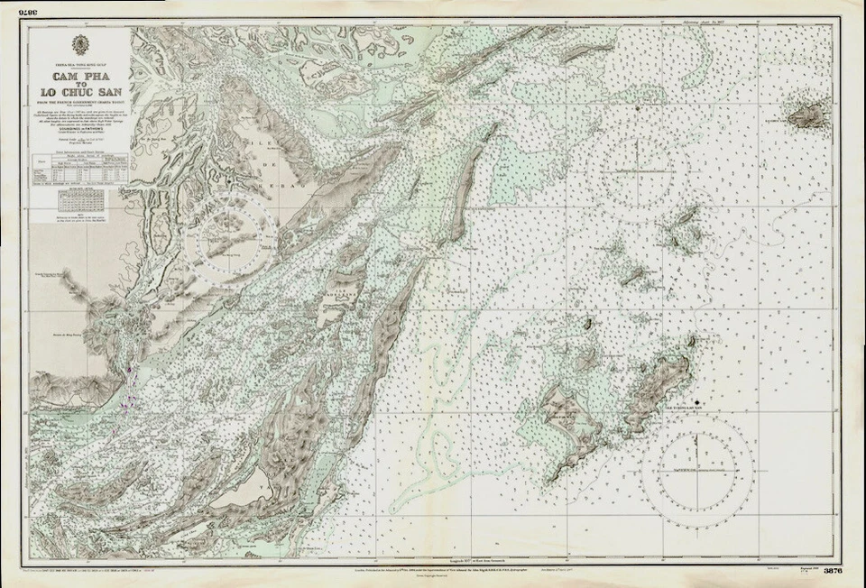 ВИНТАЖНАЯ КАРТА АДМИРАЛТЕЙСТВА. No 3876. ТОНГ КОРОЛЬ ЗАЛИВ. ВЬЕТНАМ. КИТАЙСКОЕ МОРЕ. 1947 Edn. - Изображение 1 из 1