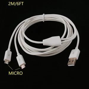 2m 6ft USB to 2 Micro USB Male Splitter Y Data Charge Connector Adapter White - Picture 1 of 5