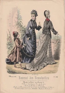 Gravure Mode n°4038 Journal des Demoiselles 1876 Signé - Foto 1 di 1