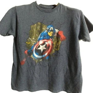 Marvel boys t-shirt 'Captain America', gray, short sleeves sz M 10/12 - Picture 1 of 4