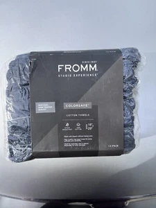 Fromm Premium Colorsafe Cotton Towels Black 12 Count - Picture 1 of 2