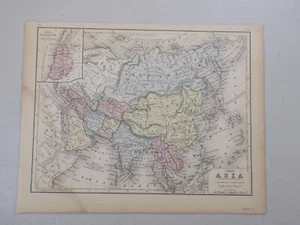 1869 Antique Mitchell COLOR Map / TIBET, CHINA, KOREA, INDIA - Picture 1 of 1
