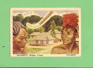 #D368. 1958 NABISCO STRANGE PEOPLES OF WORLD CARD #21 MANGBETTU, BELGIUM CONGO - Picture 1 of 2
