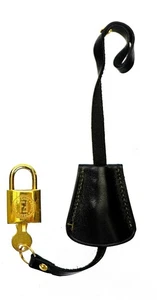 Original FENDI Gold Schloss und Schlüssel schwarz Leder Clochette Italien - Bild 1 von 3