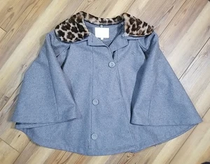 Gucci Kids Wool Coat Cape Size 8 NWOT Missing 1 Button Removable Leopard Collar - Picture 1 of 18