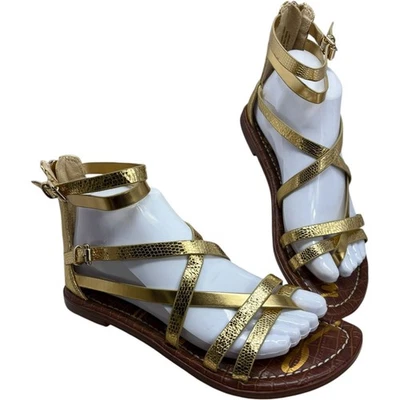 Sandálias femininas Sam Edelman Gibbs anel gladiador dourado metálico tamanho 8 novas sem caixa - Imagem 1 de 4