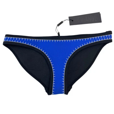 Parte inferior de bikini de neopreno TRIANGL en azul/negro con costuras blancas talla X-pequeña Foto 1 de 4