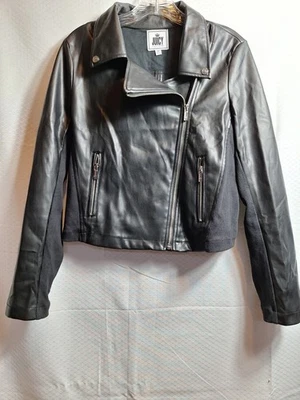 Chaqueta de Motociclista JUICY Couture Cuero Sintético Talla M Negra Lados Elásticos Años 90 Y2K Foto 1 de 4