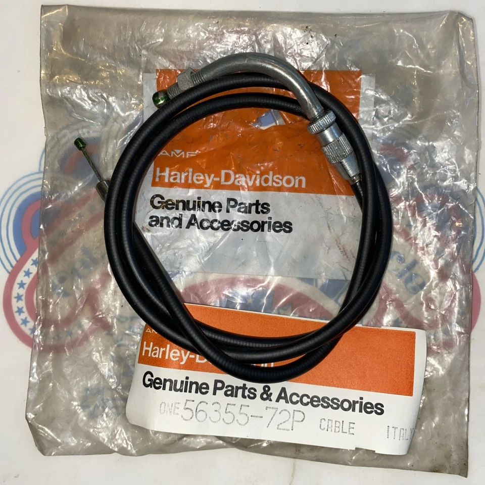 HARLEY AERMACCHI 1972 MC65 SHORTSTER NOS THROTTLE CABLE ASSEMBLY 56355-72P - Image 1 of 2