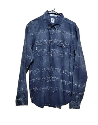 Marc Ecko Cut & Sew Blue Designer Button Up Shirt Mens Large  - Image 1 of 4