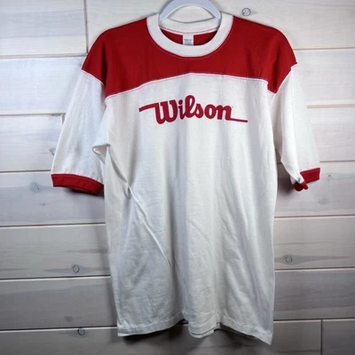 Vintage 1970s Wilson Shirt Men XL Red/White Athletic Wear Graphic Knit Casual - Image 1 of 4
