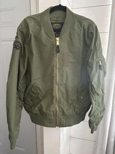 Alpha Industries Jacket Mens Large Green MA-1 Bomber Fandom Awards 2014 Nylon - Picture 1 of 9