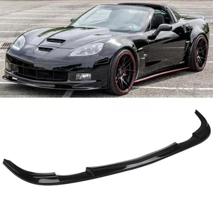 For Corvette C6 Z06 06-13 | ZR1 Style Glossy Black Front Bumper Splitter Lip Kit - Picture 1 of 9