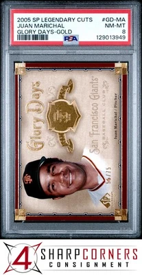 2005 SP LEGENDARY CUTS GLORY DAYS GOLD #GD-MA JUAN MARICHAL HOF #/75 POP 1 PSA 8 - Image 1 of 3