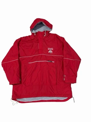 Casaco masculino reversível vintage Starter Ohio State Buckeye 2XL vermelho cinza náilon com capuz - Imagem 1 de 4