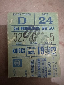 19. Oktober 1971 NBA Basketball New York Knicks Ticket Stub - Bild 1 von 2