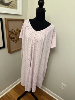 Celestial Dreams 3X Embroidered Purple Pattern Short Sleeve Nightgown Cotton - Image 1 of 4