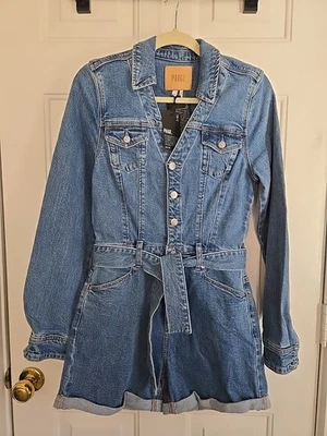 Paige Denim Romper With Belt Size 6 NWT - Image 1 of 4