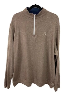 Rhoback Herringbone Quarter Zip Men’s 2XL Tan Sweatshirt Classic Outdoor Sporty - Picture 1 of 7