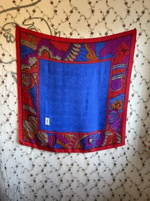 De Colección YSL Yves Saint Laurent Italia Multicolor Foulard Bufanda 100% Seda 34" Cuadrado Foto 1 de 4